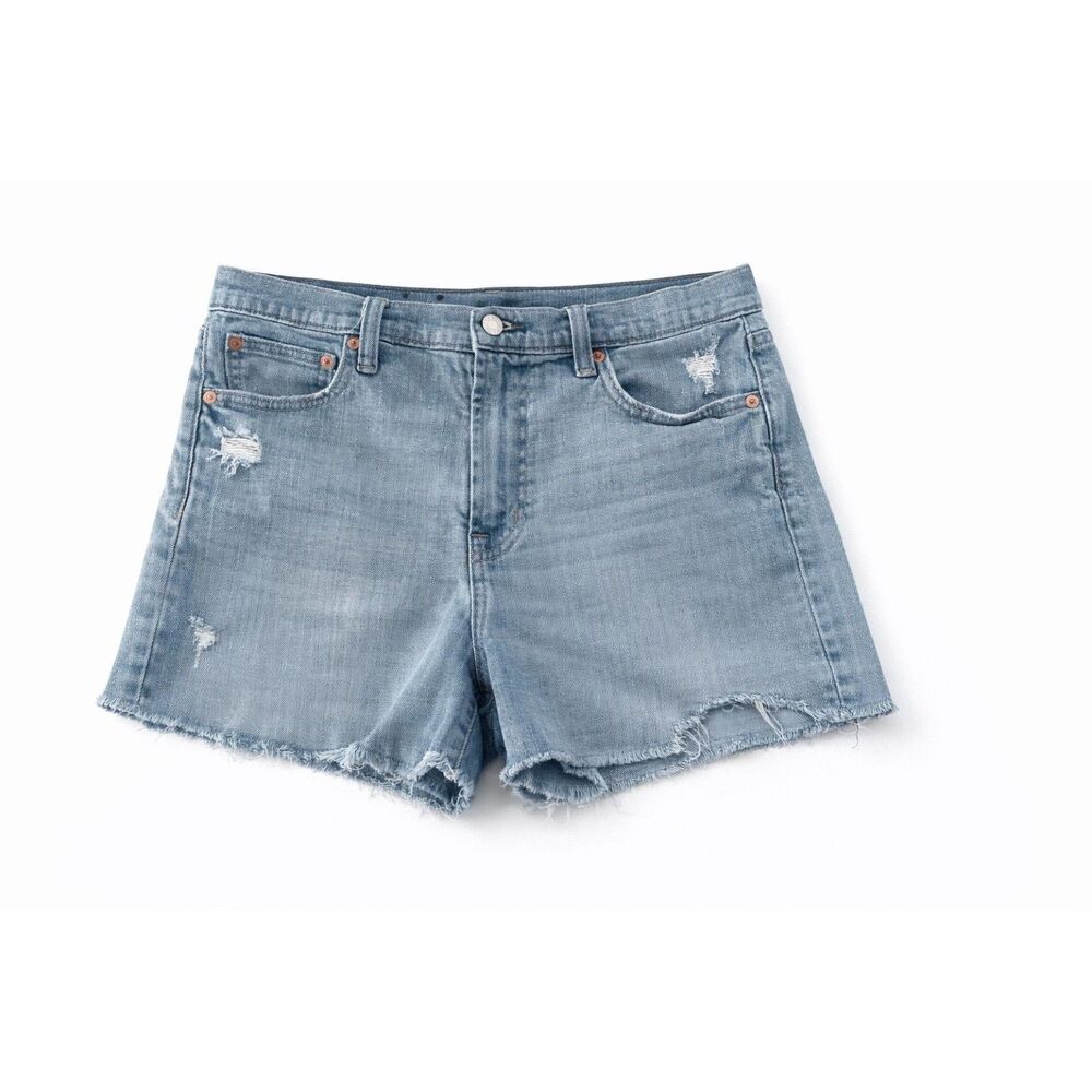 GAP High Rise Denim Shorts Size 30 10R Distressed Raw Hem Light Wash $59.99 GAP